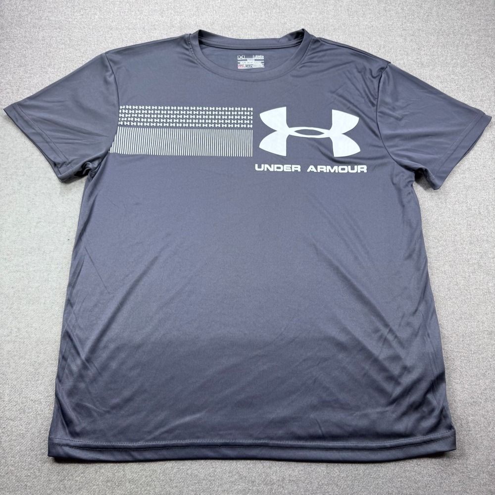 Under Armour HeatGear Athletic‎ T-Shirt Mens L Gray Training Gym Activewear